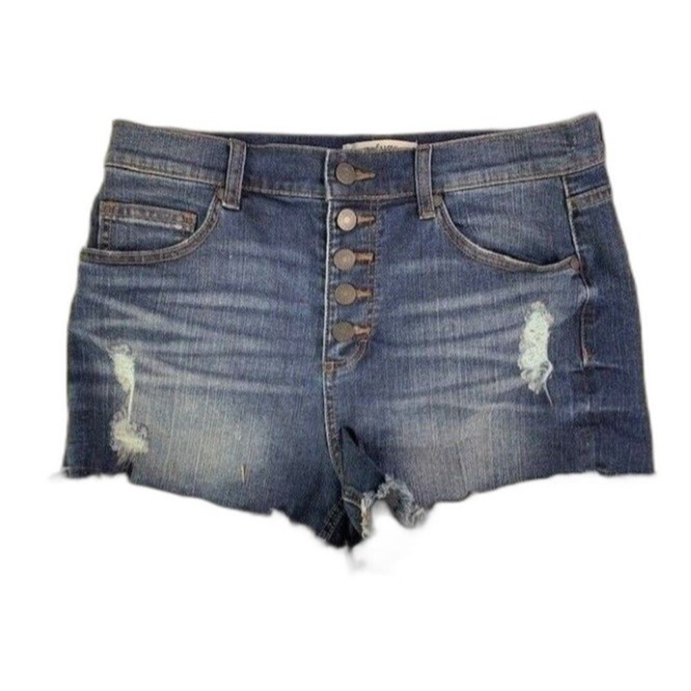 Refuge Size 8 Womens Shorts Button Fly Distress Cut Off High Rise Stretch